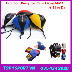 Bóng phản xạ đấm bốc boxing quyền anh hạng nặng luyện tốc độ 2 đầu dây Wubotiyu tặng Găng MMA + Băng đa cuốn tay 3M –