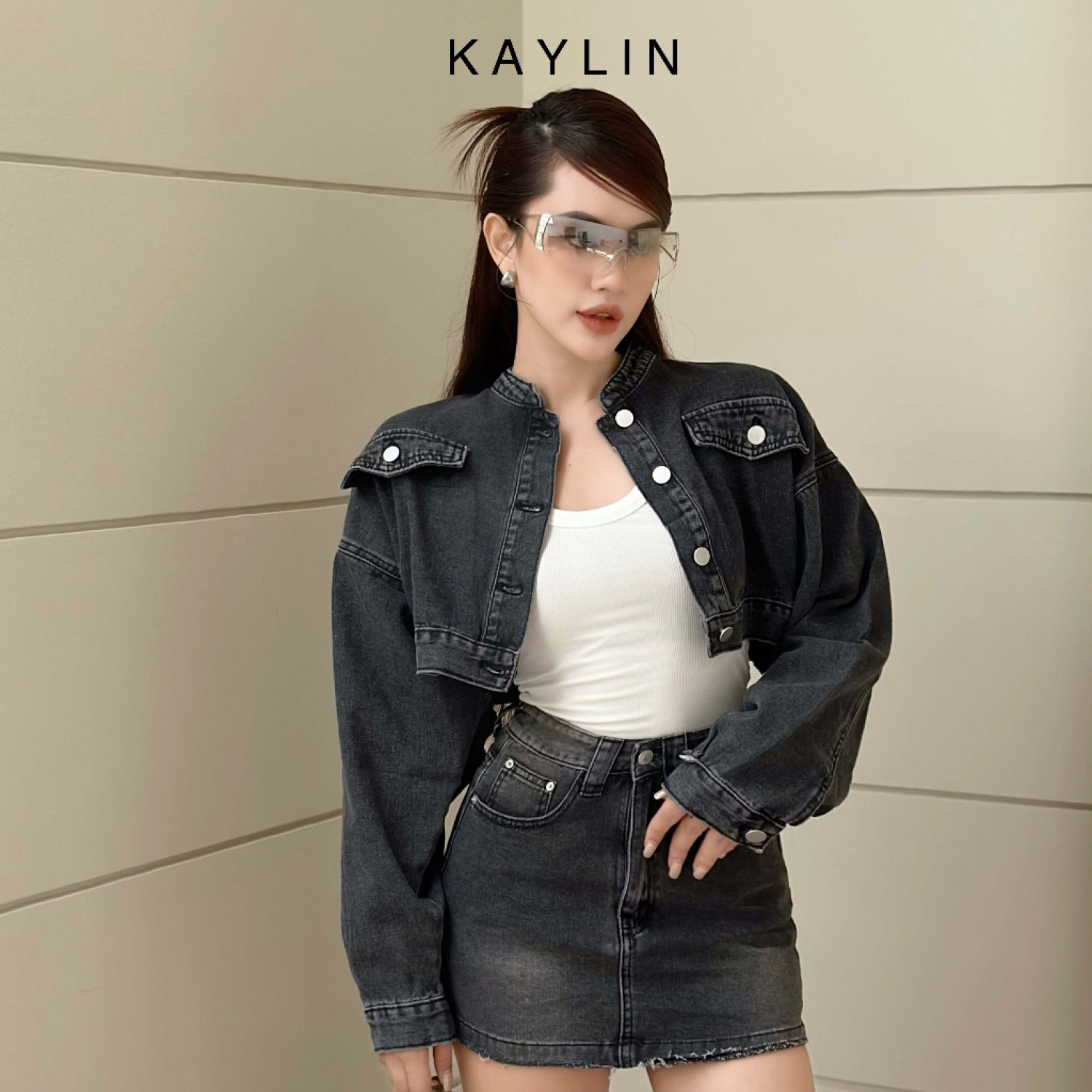 Áo khoác jean croptop phong cách KAYLIN – N2005