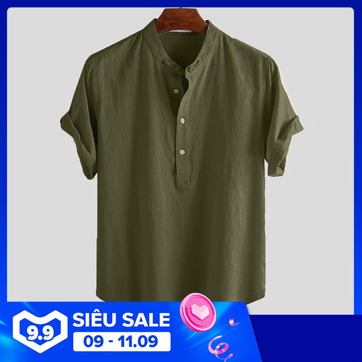 HCM]Áo Thun Nam Cổ Tàu Chất Vải Cotton Co Dãn Mềm Mịn Sang Trọng | Lazada.vn