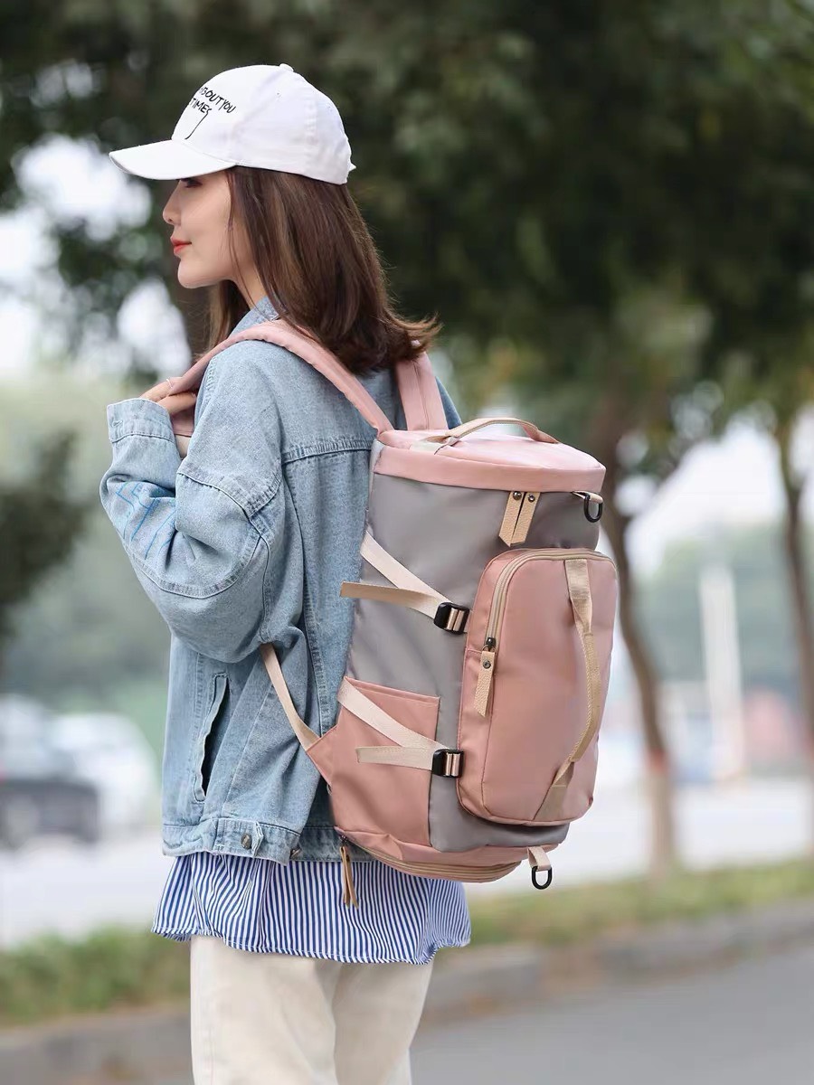 Túi du lịch đa năng vải chống thấm phối màu thời trang có ngăn đựng giày dây đeo chéo