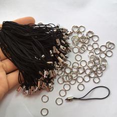 100 dây treo đen mảnh kèm khoen tròn 6mm hoặc 8mm