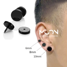 Bông tai nam cục tạ nút tròn đen cao cấp loại hàng tốt khuyên tai nam titan style idol hàn quốc – moon store acc