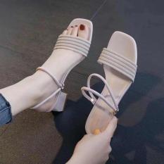 Sandal gót vuông quai cách điệu mang 2 kiểu – Giày cao gót 5 phân – 3 màu vàng – kem – đen – Đủ size 35-39 – Bảo hành trong 12 tháng – Elsa ES1807