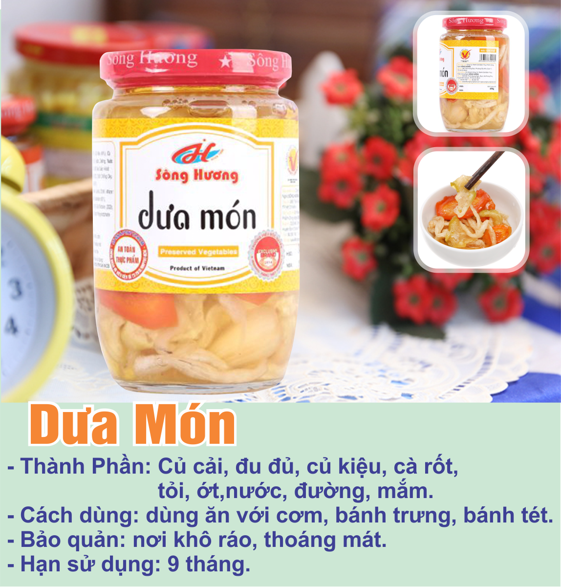 2 Hũ Dưa Món Sông Hương Foods Hũ 450g - Ăn kèm , bún , phở , mì tôm ,...
