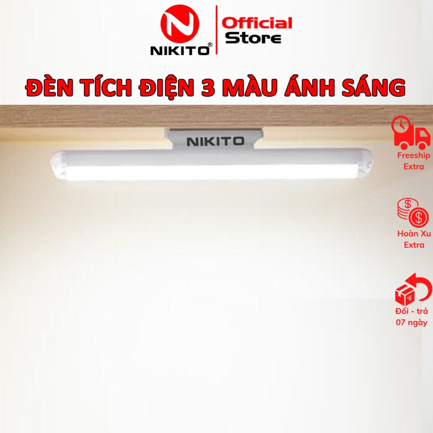 Đèn tuýp LED tích điện Asia NIKITO cảm ứng 1 chạm 3 màu ánh sáng vô cấp chống cận thị bàn học tủ sách trang điểm DL0134