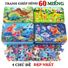 Đồ chơi thông minh trẻ em tranh ghép hình 60 MIẾNG HỘP SẮT phát triển tư duy logic cho bé từ 4 tuổi trở lên