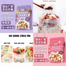 COMBO 3 GÓI NGŨ CỐC SỮA CHUA 400GR MÀU HỒNG ĐẬM VÀ TÍM