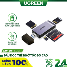 [Nhập ELMAY21 giảm thêm 10% đơn từ 99k] Đầu đọc thẻ tốc độ cao đa năng hỗ trợ thẻ SD/TF/CF/MS, đọc cùng lúc 4 thẻ UGREEN CM180 50541