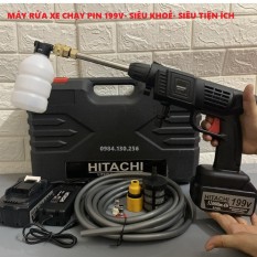 [miễn phí ship]Máy rửa xe, vệ sinh, tưới hoa cầm tay dùng pin HITACHI 199V–Áp lực mạnh-Công suất 1400W