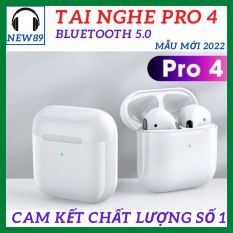[Hàng Víp] Tai nghe Bluetooth Pro 4 NQ5 NEW89 không dây chống nước chống ồn, Micro đàm thoại rõ cảm ứng chạm nhạy, Bluetooth V5.0 kết nối nhanh bắt xa hơn 10m, Âm bass to và ấm