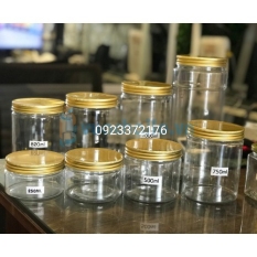 Combo 10 Hộp Hũ Nhựa PET 500ml Nắp Nhôm Vàng Kèm Lót – Đựng Thực Phẩm Đồ Khô Ngũ Côc