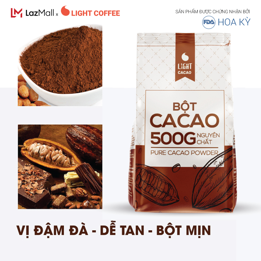 [SẢN XUẤT MỚI] Bột cacao cao cấp Light Coffee , 100% nguyên chất, không pha trộn tạp chất , dễ...