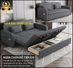 [CAO CẤP] Giường Sofa Gấp Gọn Thành Ghế Sofa. Giường Sofa Đa Năng Có Ngăn Chứa Đồ. Sofa Giường Gấp Gọn Toàn Bộ Khung Thép Chịu Lực Sơn Tĩnh Điện Với 8 Điểm Chịu Lực. Tặng Kèm 2 Gối Cùng Tone