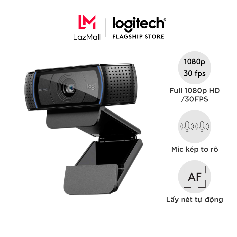 Webcam Logitech C920 Full HD 1080p 30FPS – micro kép to rõ, tự động lấy nét và chỉnh sáng HD, phù hợp PC/ Laptop/ Mac