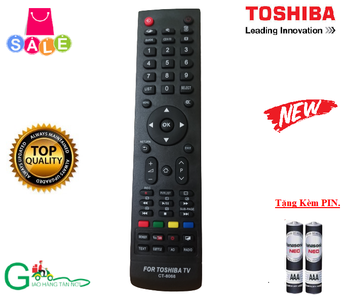 Điều khiển tivi Toshiba CT-8068-Hàng chất lượng mới 100%-Tặng kèm PIN