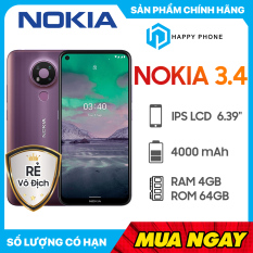 Điện Thoại Nokia 3.4 (4GB/64GB)- Hàng Chính Hãng, Mới 100%, Nguyên Seal, Bảo hành 12 tháng