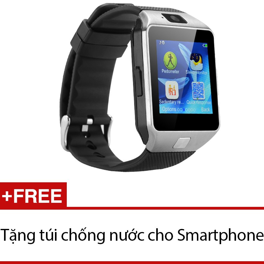 Đồng hồ thông minh Smart Watch Uwatch DZ09 (Bạc) - Hàng nhập khẩu + Tặng 1 túi chống nước cho...