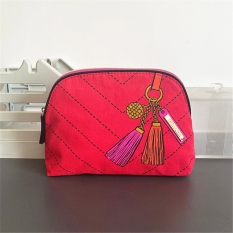 Estee Lauder Red Canvas Keychain Pattern Cosmetic Bag Storage Bag Organizer Portable Handbag DEC