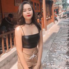 Áo 2 day croptop chất da L1 không bong bể