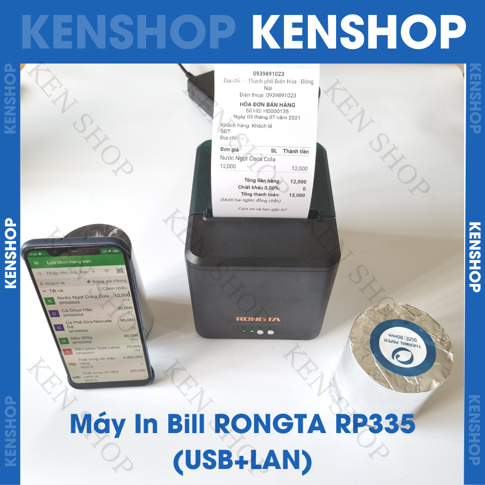 Máy in hóa đơn K80 Rongta LAN WIFI in Bill không dây từ điện thoại & máy tính PC dùng giấy 80mm có cắt giấy tự động
