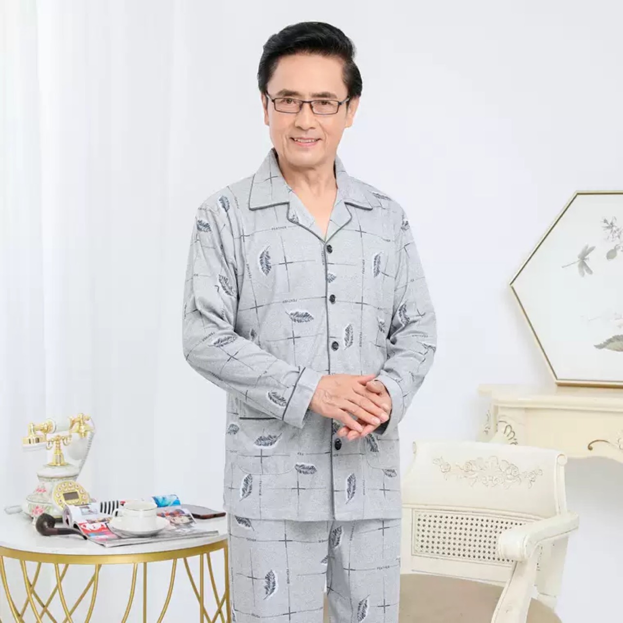 NG1381 Bộ pyjama nam trung tuổi chất cotton hàng nhập