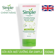 Sữa rửa mặt dưỡng ẩm làm sạch sâu Simple (CHÍNH HÃNG) Moisturising Facial Wash phù hợp da khô, cấp ẩm da mềm mượt (150ml)