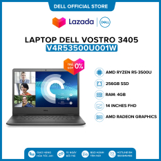 Laptop Dell Vostro 3405 14 inches FHD (AMD Ryzen R5-3500U / 4GB / 256GB SSD / AMD Radeon Graphics / Win 10 Home SL) l Black l V4R53500U001W l HÀNG CHÍNH HÃNG