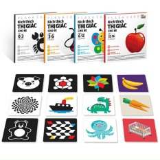 Set 4 bộ – 80 thẻ Flash Card Kích thích thị giác cho bé từ 0-36 tháng loại to – Smart Baby