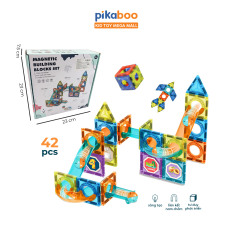 Đồ chơi xếp hình lắp ráp nam châm 42 miếng hình khối cao cấp pikaboo giúp bé phát triển tư duy