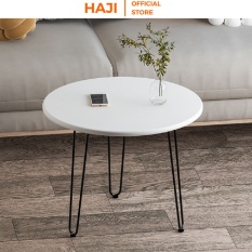 Bàn trà phòng khách HAJI thiết kế chân sắt uốn cong thẩm mỹ chắc chắn cạnh bo tròn chống nước tuyệt đối C63
