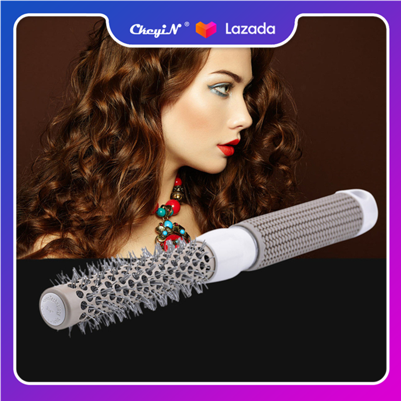 Lược chải tóc hình tròn CkeyiN bằng ion nano gốm nhiệt hỗ trợ tạo kiểu sóc sấy tóc uốn tóc dùng cho salon kích thước 19mm HS195A – INTL