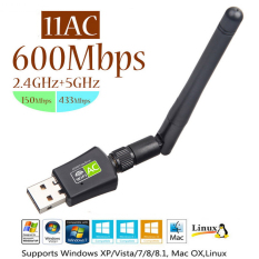 Bộ chuyển đổi USB wifi thu sóng tốc độ cao băng tần kép 2.4G / 5G 802.11AC 600Mbps, có anten, thu phát sóng wifi 5G