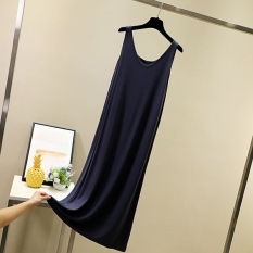 Modal sundress váy mỏng không tay mùa hè dành cho nữ bộ đồ ngủ có dây treo dài vừa phải rộng rãi thường ngày 【Wjj】DSFEREWWQW