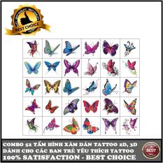 Combo 52 hình xăm dán tattoo và Combo 30 hình xăm dán tattoo 2D, 3D hình bông hoa, bướm…