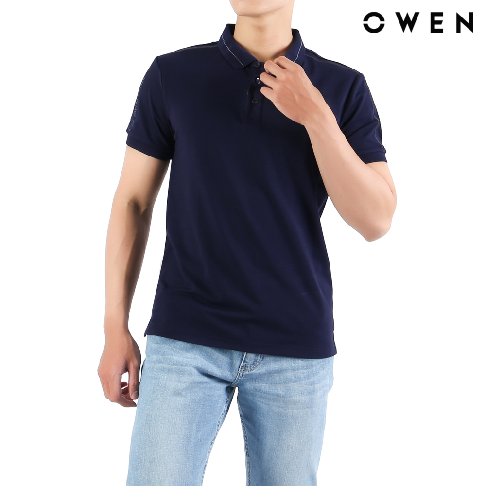 OWEN - Áo polo ngắn tay Bodyfit màu xanh đen APV21858