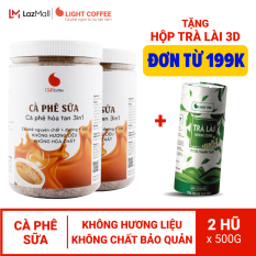 Combo 2 hũ cà phê sữa 3in1, KHÔNG HƯƠNG LIỆU Light Coffee – 500gr/hũ
