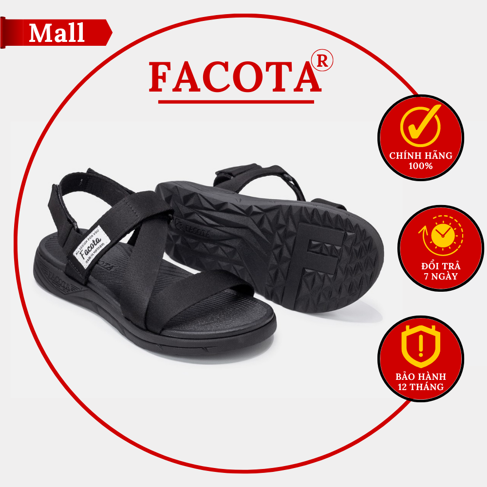 [FREESHIP] Giày sandal Facota nữ chính hãng NN01, Facota đen nam nữ, Sandal đi học, Sandal đế phylon êm nhẹ bền