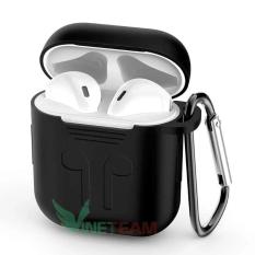 Hộp đựng bảo vệ chống trơn trượt bằng silicon có kèm móc cho Apple AirPods 1/2 (màu đen)