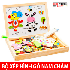 Bộ Đồ Chơi Xếp Hình Nam Châm CAO CÂP – Đồ Chơi Trẻ Em Xếp Hình Gỗ Nam Châm, Xếp Hình Gỗ Cho Bé