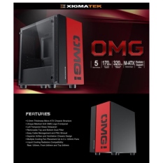 CASE XIGMATEK OMG (BLACK/RED) – GAMING M-ATX New ( No Fan )