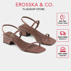 Erosska – Giày sandal cao gót phối dây kiểu dáng Hàn Quốc cao 4cm màu nâu _ EM079