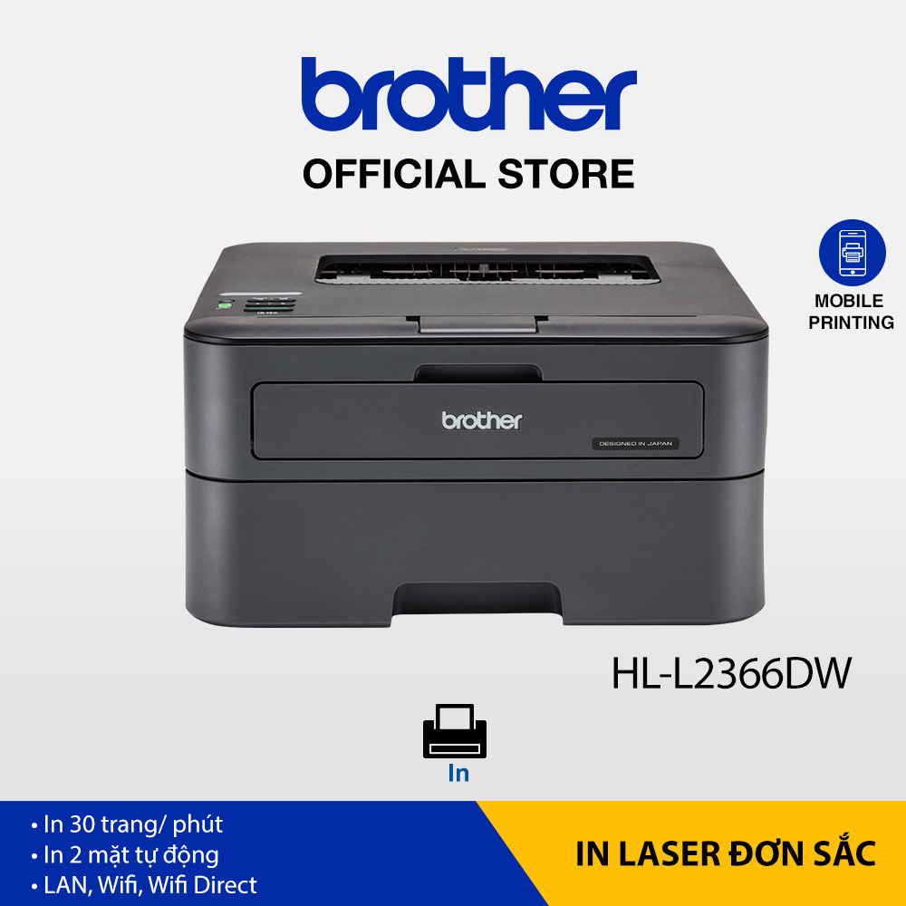 Combo Máy in laser đơn sắc Brother HL-L2366DW và Mực in laser trắng đen Brother TN-2385