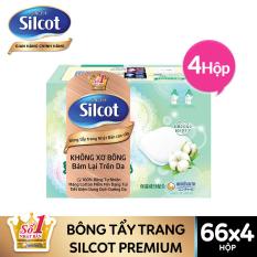 Combo 4 hộp bông tẩy trang Silcot Premium hộp 66 miếng