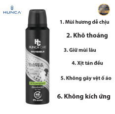 Xịt Khử Mùi cho nam Hunca Care ngăn mùi hôi 48h hương nam tính Trái cây, Cam Bergamot dành cho nam 150ML