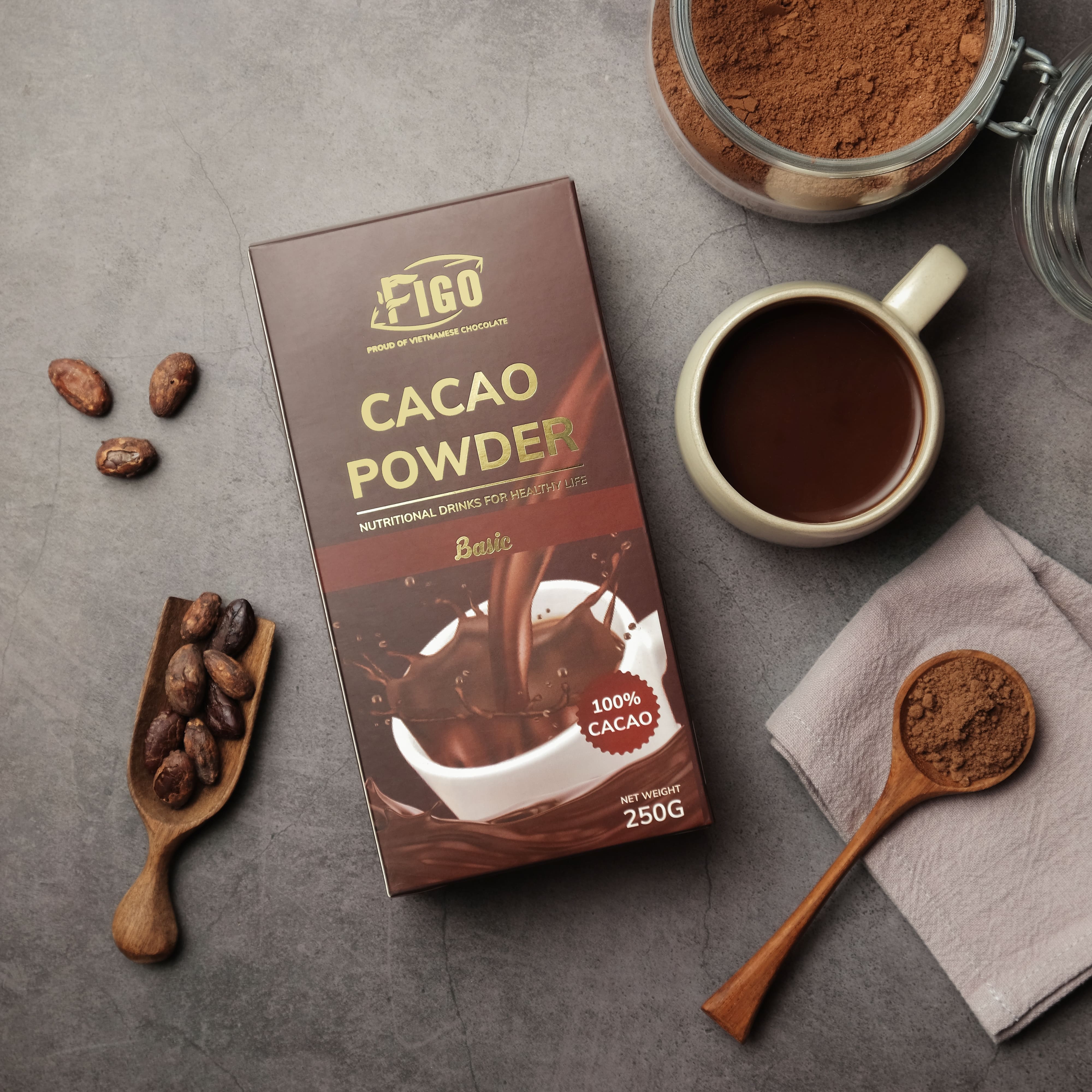 [BỘT SOCOLA SỮA 250G] Bột chocolate 80% cacao dòng Balance 250g FIGO