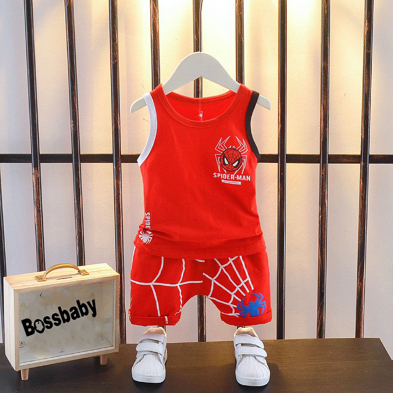BỘ ĐỒ hinh nhện viền phối màu sát nách mùa hè chó bé 6-26kg Chát liệu vải cotton 100% co...