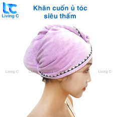 Khăn cuốn tóc gội đầu Living C K59 chùm khô đầu sau tắm siêu thấm nước, khăn thấm hút nước cực tốt, chất vải dày, không ra lông