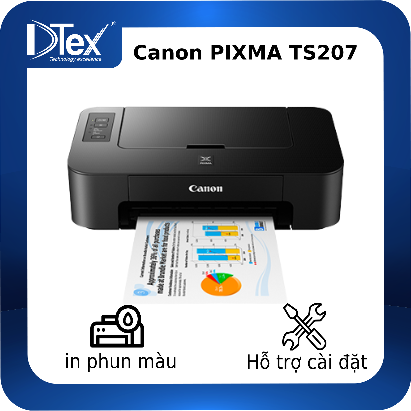 Máy in phun màu Canon PIXMA TS207 - Hàng Chính Hãng
