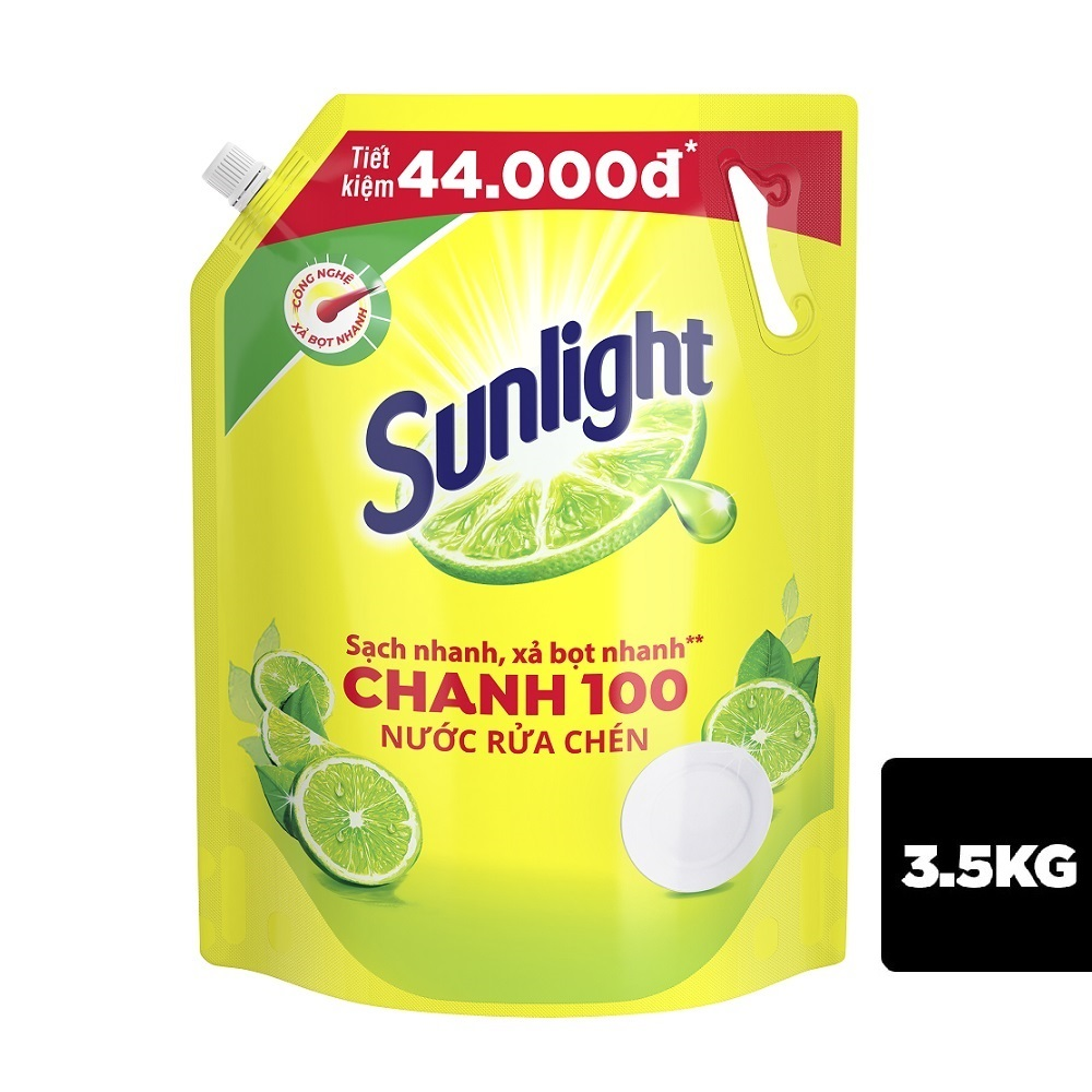 Nước rửa chén Sunlight Chanh mới sạch nhanh xả bọt nhanh túi 2.6kg/3,5kg mới