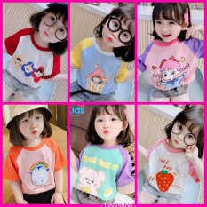 Lyvyshop – (Lô mới, cotton loại 1) Áo thun phối tay bé gái siêu dễ thương từ 09-28kg